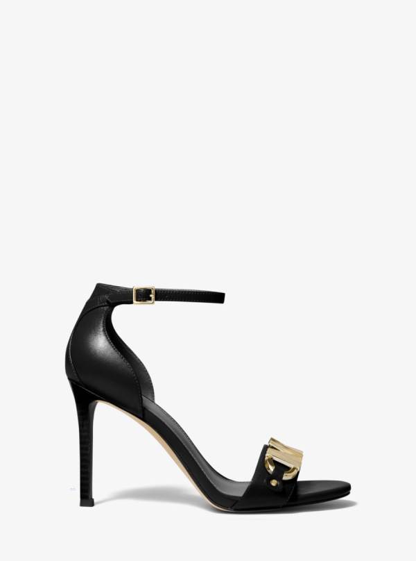 Damske Sandále Michael Kors Izzy Embellished Leather Čierne - Topanky Michael Kors Sleva | VFEQX-7126